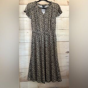 NWT Talbots Fit & Flare Short Sleeve Jersey Knit Dress Animal Print Sz XS